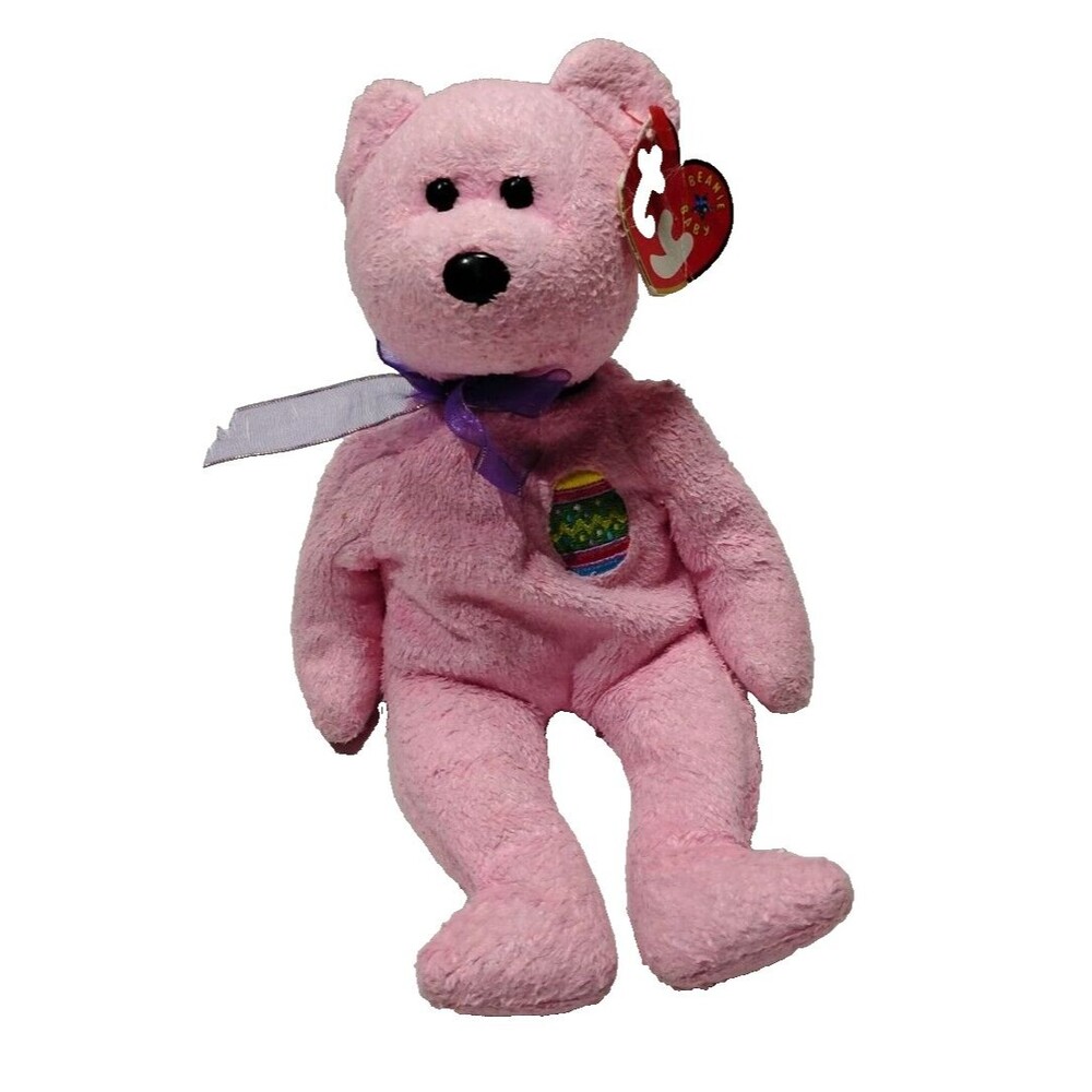 Eggs  Ty Teenie Beanie Babies 2000 Basket Beanies Collection Pink Tiny Bear